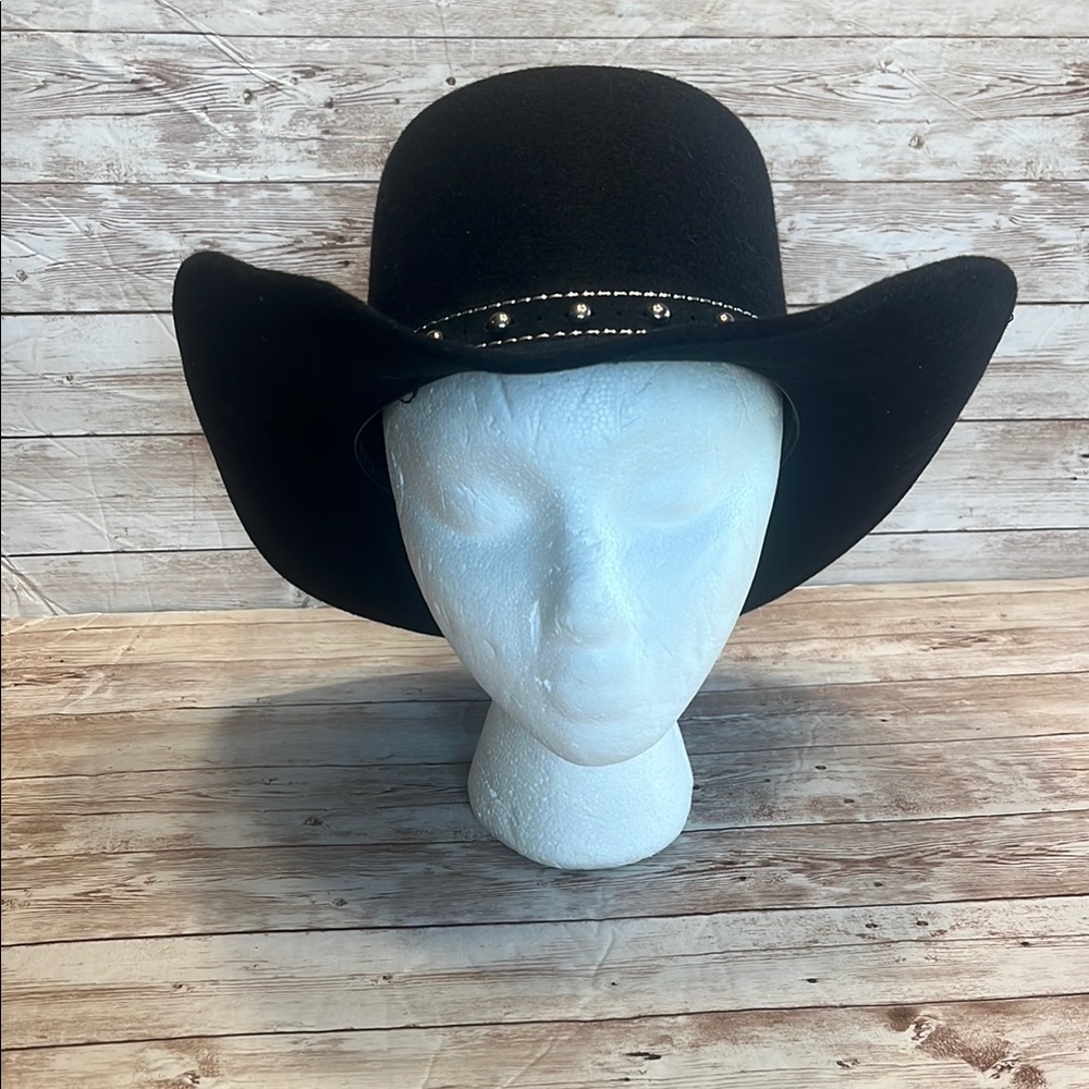 Texas Hat Co Pigalle Black and Silver Western Style Hat with Studded Band 7-1/8 - Picture 3 of 9